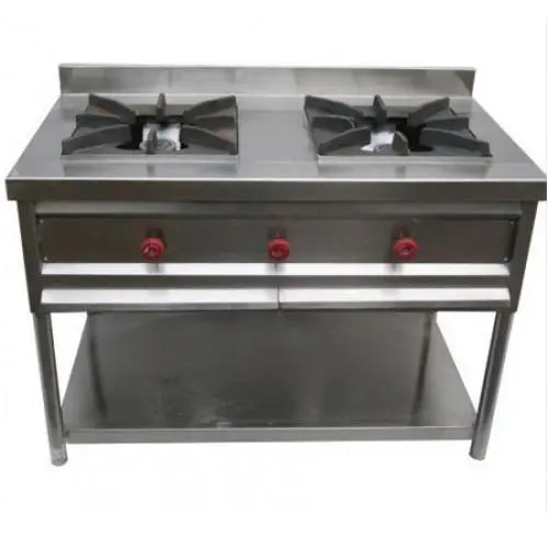 Commercial Stainless Steel Double Burner Gas Stove