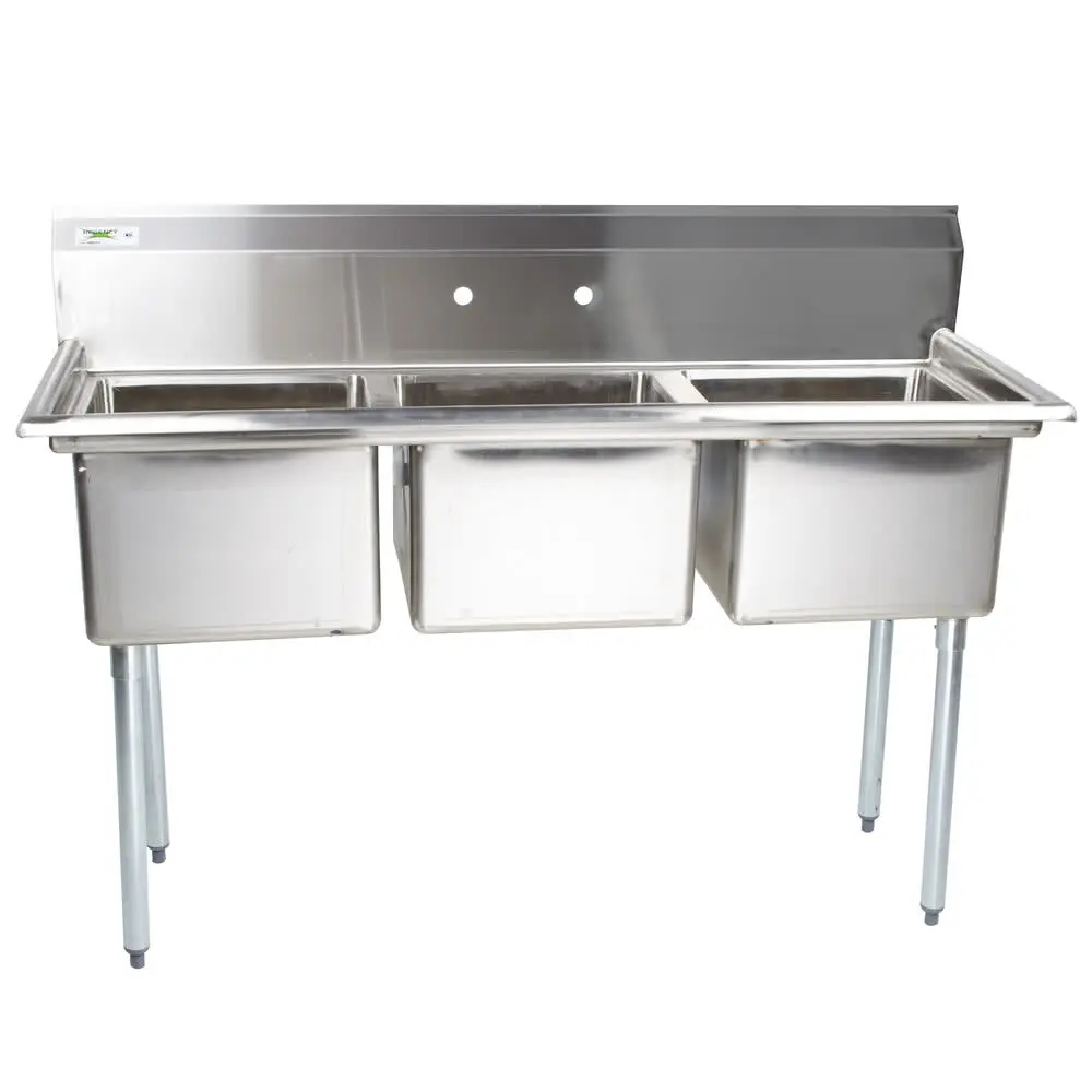 Commercial Stainless Steel Three Sink Unit