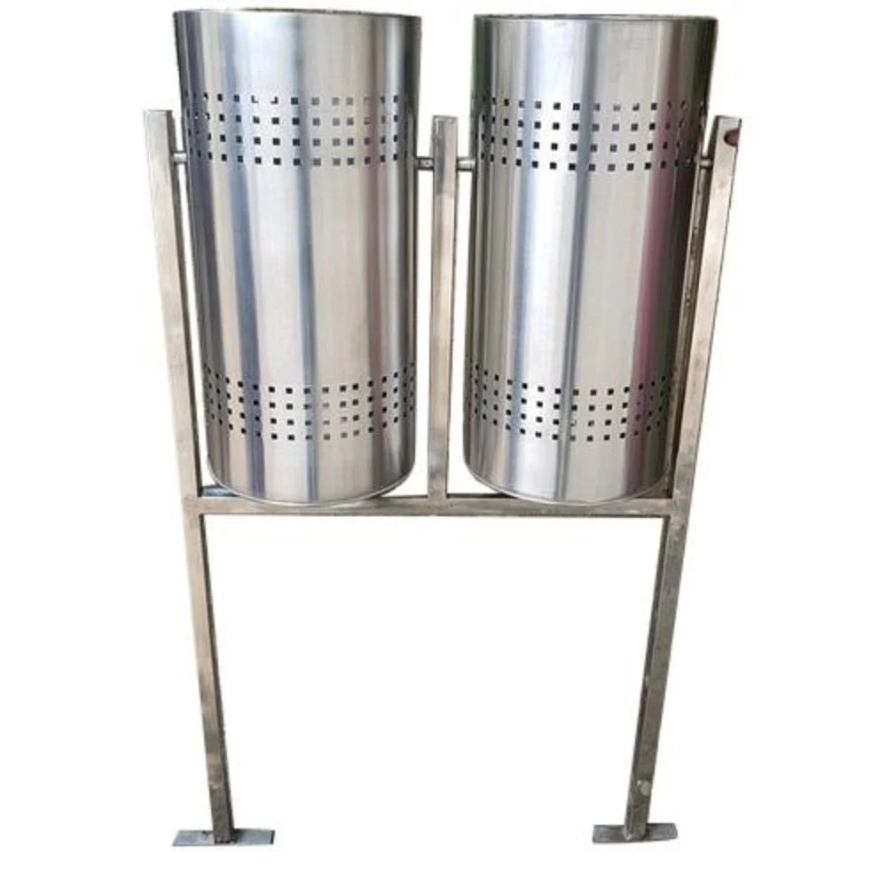 Commercial Stainless Steel Dustbin with Lockable Door & In-Out Flap